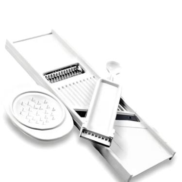 Imagem de Kit Descascador Ralador Cortador Boleador Fatiador 4 em 1 Multifuncional Premium Para Vários Tipos de Cortes Ideal para Legumes Frutas Queijos Tomate e Alimentos Fácil de Usar e Fácil Lavagem