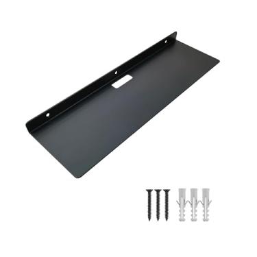 Imagem de YUjieSTC Prateleiras flutuantes para parede, pequenas prateleiras pretas para banheiro, sala de estar, quarto, decoração de cozinha (preta, prateleira flutuante de 50,8 cm)