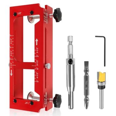 Imagem de Gabarito de dobradiça de porta, mortiser de dobradiça de porta de liga de alumínio, kit de modelo de roteador ajustável para dobradiças de porta de 6,3 cm a 12,7 cm de comprimento e espessuras, raio