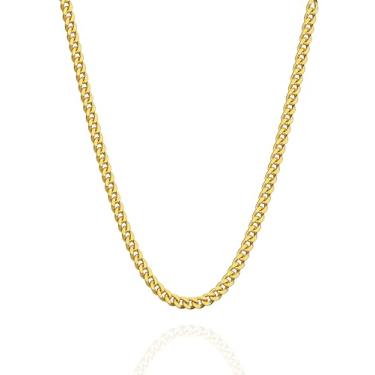 Imagem de Colar de corrente cubana banhada a ouro para mulheres, corrente de elos cubanos de aço inoxidável banhado a ouro 18K de 5 mm/6 mm/7 mm, 7mm, Aço de titânio, Sem Pedra Preciosa