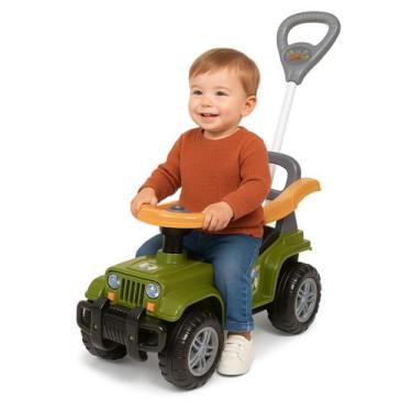 Imagem de Quadriciclo Jip Infantil com Haste de Empurrar Carrinho de Passeio Mot
