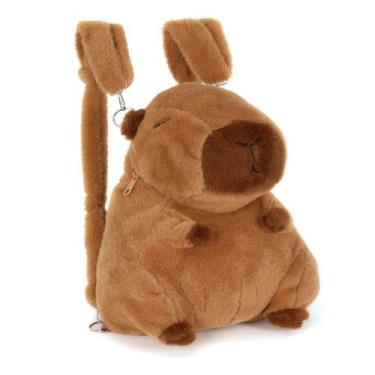 Imagem de Mochila Infantil de Pelúcia Capivara Fofa com Zíper e Alças - - LUXCEL