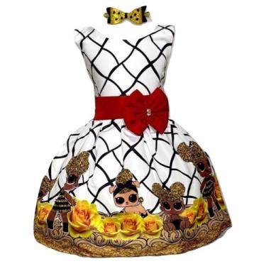 Imagem de Vestido Infantil Temático Lol Luxo Faixa Vermelha Aniversário - Bento 