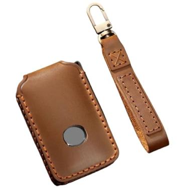 Imagem de Capa de couro artesanal para chave de carro, compatível com mazda cx5 cx 5 3 cx30 cx9 2019 2020 2021, porta-chaves, acessórios protetores(4buttons brown)