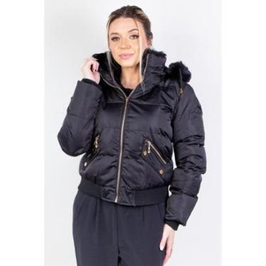 Imagem de Jaqueta feminina de nylon curta com capuz removível 84115-Feminino