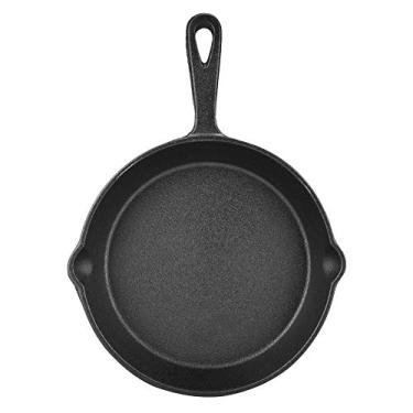 Imagem de Yosoo Frigideira de Ferro Fundido Vintage de 16 Cm 20 Cm, Ferro Fundido Preto Cinza pré Temperado para Grelhar, Fritar, Assar, Forno, Fogão, Fogueira (20cm)