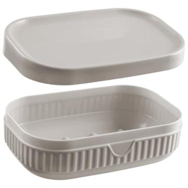 Imagem de SABONETEIRA C/TAMPA CINZA CLARO HIGIENE PESSOAL - SABONETE EM BARRA