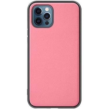 Imagem de BCMCBV Capa de telefone traseira de couro com suporte de cartão oculto, para Apple iPhone 12 Pro Max 6,7 polegadas totalmente embrulhada à prova de choque capa de telefone para transporte de carro (cor: rosa)