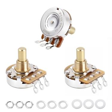 Imagem de Banworks Latão A250K + B250K Potenciômetros de eixo sólido tamanho completo rosca 2A1B Eixo curto (comprimento de 15,9 mm) Potenciômetros de áudio e cone linear para Gibson Les Paul/SG Fender Strat