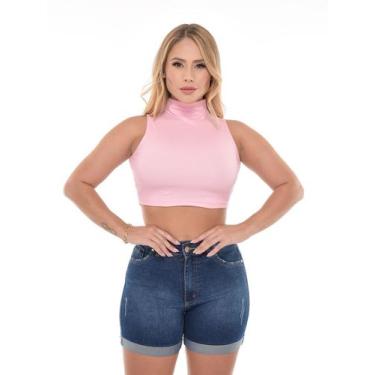 Imagem de Blusa tshirt top cropped canelado sem mangas  - SALUT, Rosa bebê, P
