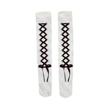 Imagem de Meias Longas Brancas Y2K Punk Com Estampa De Grafite, Harajuku, Altas 