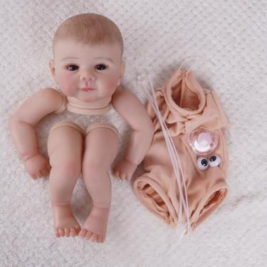 Imagem de DIY Bebê Reborn Boneca Silicone Com Pele Pintada À Mão Veias Visíveis 48cm Corpo de Pano Com Olhos e Chupeta (Não Montada)
