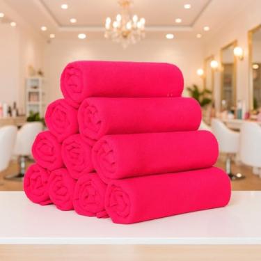 Imagem de Kit 15 Toalhas de Rosto 65x40cm Algodão Macio para Salão, Lavabo e Manicure Profissional Uso Diário (TOALHAS SALÃO PINK,10 UNIDADES)