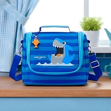 Imagem de Bolsa Térmica Infantil Lancheira Para Escolar Brincadeira Piquinique Volta as Aulas e Conserva Alimentos Primum (Azul Tubarão)