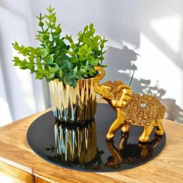 Imagem de Kit Conjunto Decorativo 4 Peças Enfeite de Mesa Elefante Preto com Dou