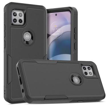 Imagem de Projetada para Motorola Moto One 5G Ace capa 2 em 1 de grau militar resistente à prova de choque capa protetora para celular Moto One 5G Ace (preto)