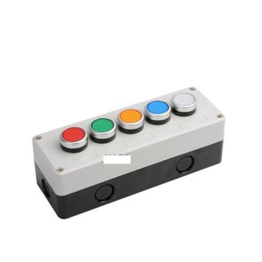 Imagem de Caixa de controle de interruptor de botão, botão de partida automático, caixa à prova d'água, interruptor de parada de emergência industrial elétrico (5 furos A)