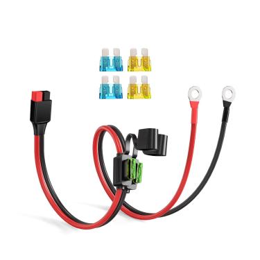 Imagem de Conector Anderson Leehitch para terminal de anel O embutido fusível de 30A, cabo conector de bateria 10AWG 600V 105°C com fusíveis Extral2 (15A/20A) para geradores solares portáteis automotivos