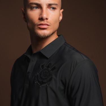 Imagem de Camisa Corinthians Polo Masculina M/C Preta-Masculino