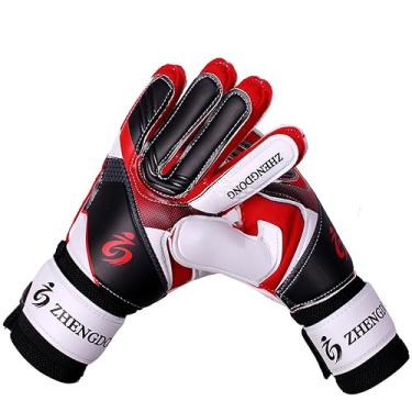 Imagem de Luvas de Futebol com Preenchimento para Jovens Palma Grip Flexível Silicone -Deslizante Fechamento Ajustável Meninos e Homens Adequado Treinamento Jogo Goleiro Lineman