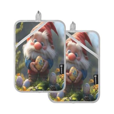 Imagem de Burbuja Suporte de panela de ovo de gnomo de Páscoa com bolso, almofadas quentes resistentes ao calor, luvas de forno de enchimento de algodão para cozinha, cozimento, 2 unidades