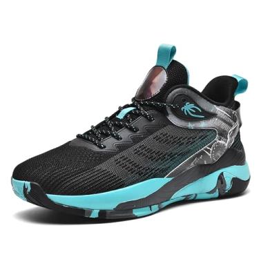 Imagem de CJSPORX Tênis de basquete masculino, respirável, antiderrapante, moderno, esportivo, Preto e azul - 5, 39