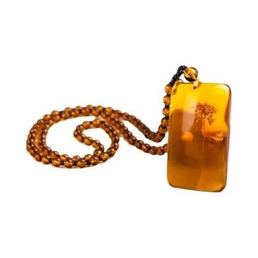Imagem de Colar De Pérolas De Cera De Abelha Âmbar Artesanal Estilo Étnico Brasi