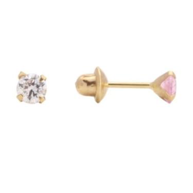 Imagem de Brinco Solitário Zircônia 3mm Ouro 18k Minimalista Conforto Diário