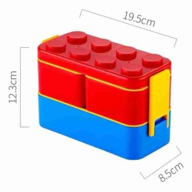 Imagem de Marmita Lancheira Lego Infantil Escolar Montável Cor:Azul - Genérico, 