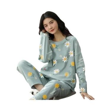 Imagem de Conjunto De Pijamas De Manga Longa Para Mulheres plus Size, Roupas De 