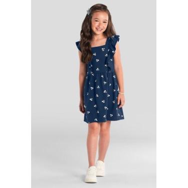 Imagem de Vestido infantil menina de cerejas Brandili, 10, Azul