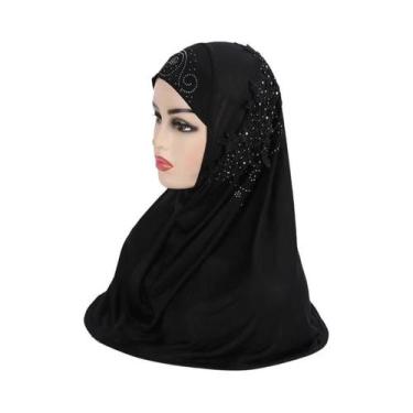 Imagem de Hijab Grande Para Meninas Muçulmanas Com Renda E Pedras, Lenço Islâmic