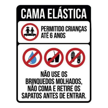 Imagem de Kit 10 Placa Acm Cama Elástica Regras Da Casa 18X23 - Sinalizo
