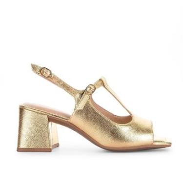 Imagem de Sandália Tanara de Salto Bloco Metalizada T8637-Feminino