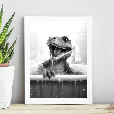 Imagem de Quadro Banheiro Infantil - Dinossauro 45X34Cm - Com Vidro