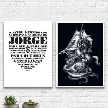 Imagem de Kit 2 Quadros Oração De São Jorge 33X24Cm - Com Vidro