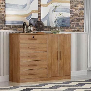 Imagem de Cômoda Seul 5 Gavetas 2 Portas Em Mdf E Mdp Clic Móveis Cumaru