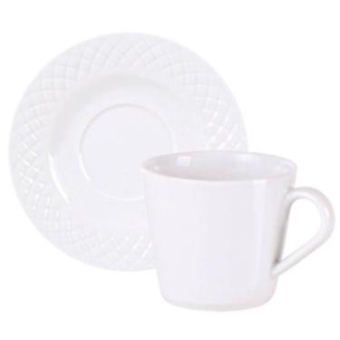 Imagem de Conjunto Xícara de Chá e Pires Porcelana Tramontina Ingrid 185ml Branc