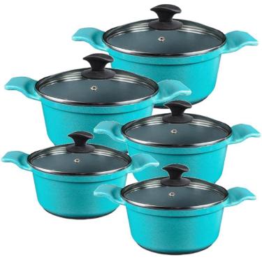 Imagem de Jogo Panela Azul Antiaderente Cerâmica Javali AA 16 a 24