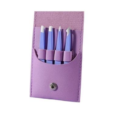 Imagem de Pinça De Sobrancelha Inclinada De Aço Inoxidável Colorida Para Remoção