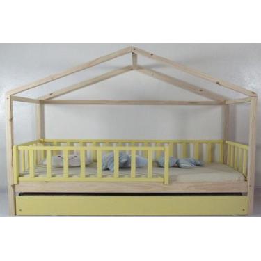 Imagem de Bicama Montessoriana Solteirão Frente Casinha Colorida Madeira Maciça 