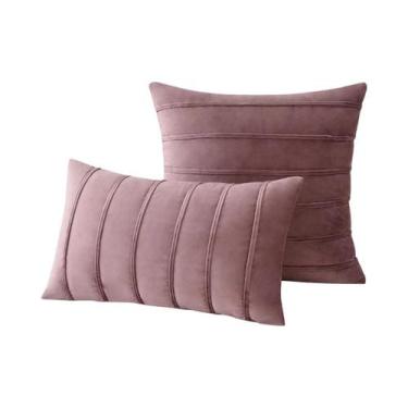 Imagem de Capa De Almofada De Veludo Listrada Para Sofá E Cadeira, 30x50cm 45x45