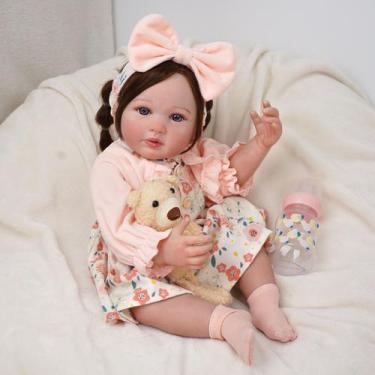 Imagem de Bebê Reborn Boneca Realista Brastoy 55cm Boneca de Silicone Kit Conjun