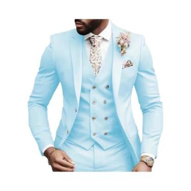 Imagem de Elegante Terno Rosa Slim Fit Para Casamento Masculino: Jaqueta, Colete
