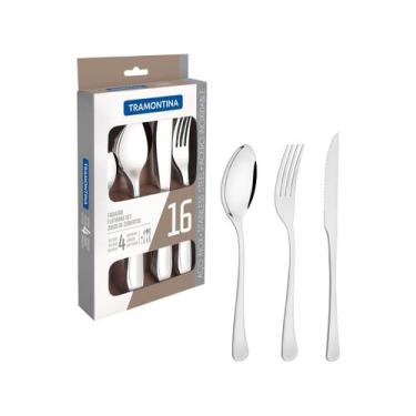 Imagem de Faqueiro aço inox com faca para churrasco 16 pç - Tramontina, Inox, 16