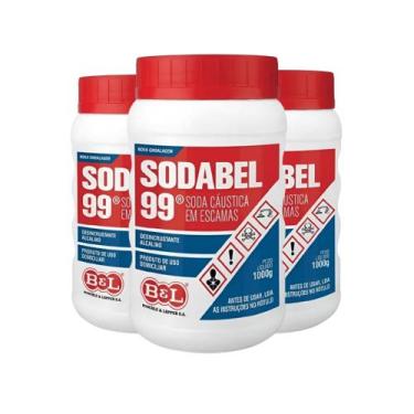 Imagem de Sodabel 99 kit 3 unidades 3kg hidróxido de sódio - Sodabel (Bel Lar)