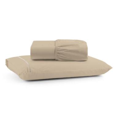 Imagem de Jogo de Lençol Solteiro Premium Soft 600 Fios Micropercal Avelã Ponto 