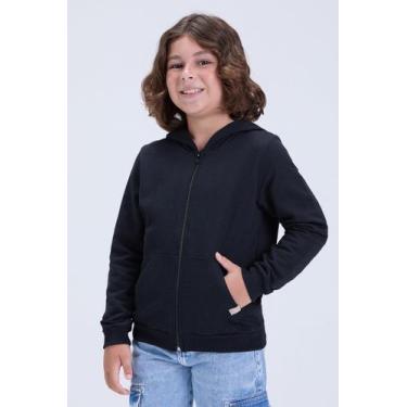 Imagem de Jaqueta Infantil Unissex de Inverno Moletom Liso com Capuz - Vida Cost