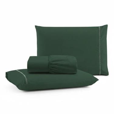 Imagem de Jogo de Lençol King Premium Soft 600 Fios Micropercal Verde Escuro Pon
