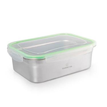 Imagem de KIT RECIPIENTE DE AÇO INOX 5,5L COM TAMPA HERMÉTICA PLÁSTICA 32x23CM P